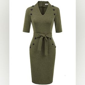 Grace karin army green 40s/50s style dress